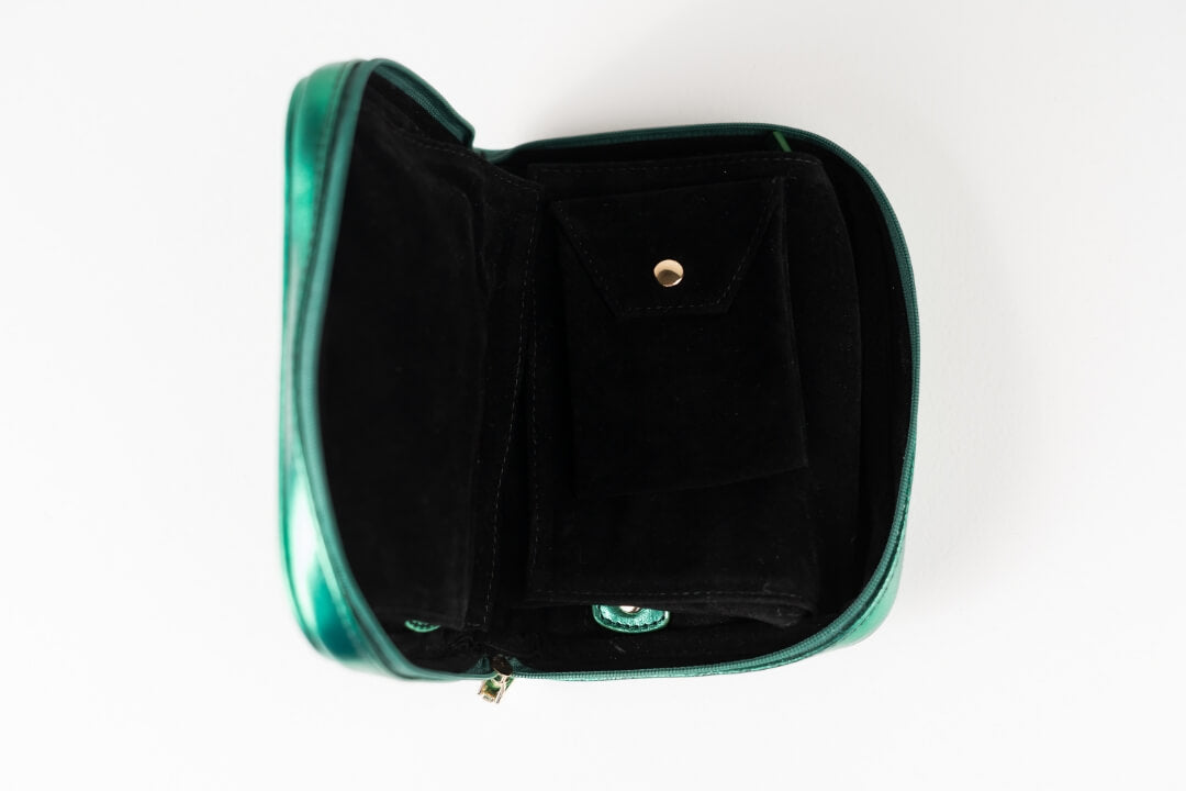 Handmade Leather Jewelry Organizer - Emerald Green - linebysj
