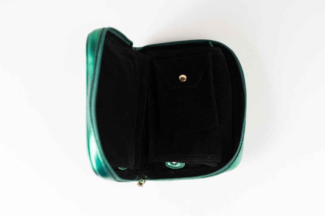 Handmade Leather Jewelry Organizer - Emerald Green - linebysj