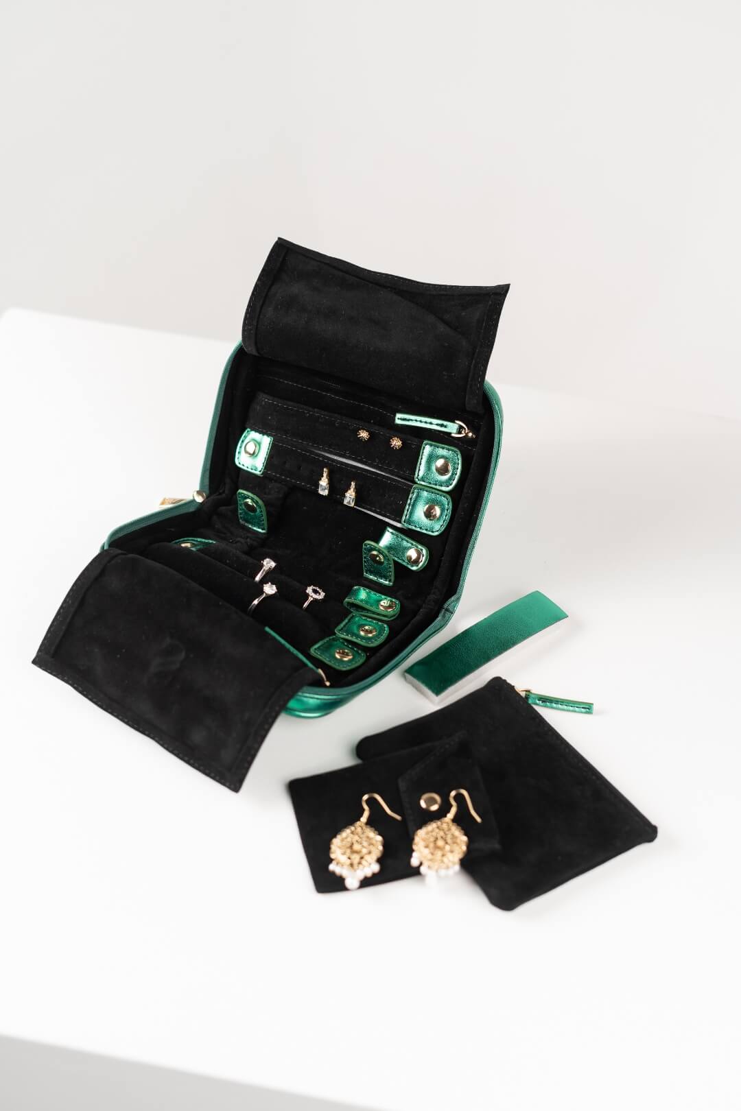 Handmade Leather Jewelry Organizer - Emerald Green - linebysj