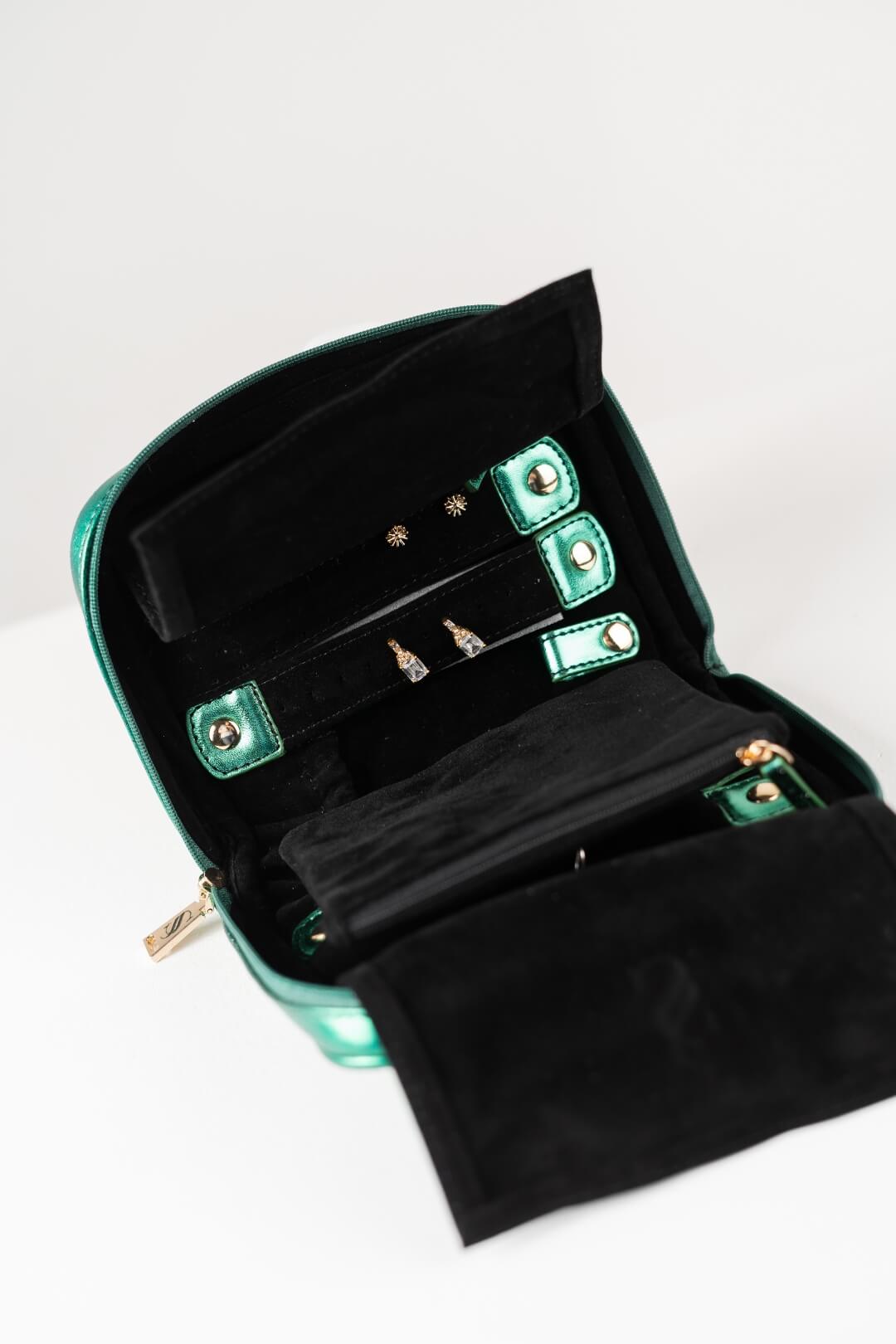 Handmade Leather Jewelry Organizer - Emerald Green - linebysj