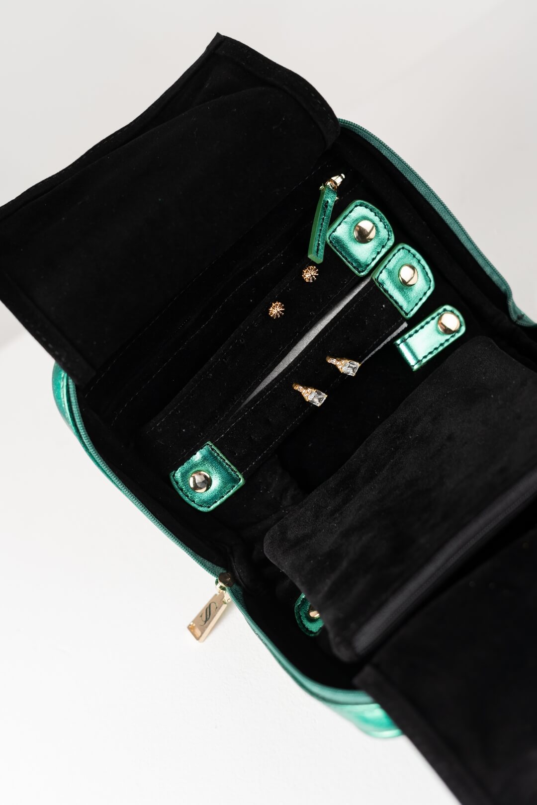Handmade Leather Jewelry Organizer - Emerald Green - linebysj