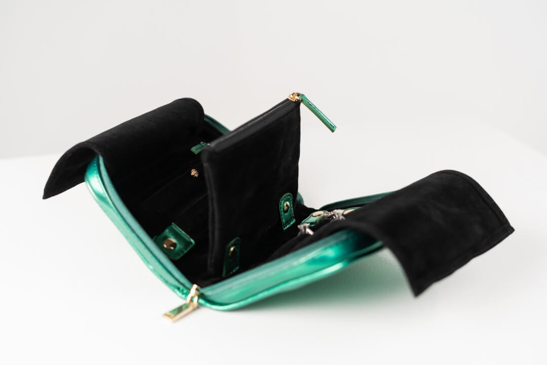 Handmade Leather Jewelry Organizer - Emerald Green - linebysj