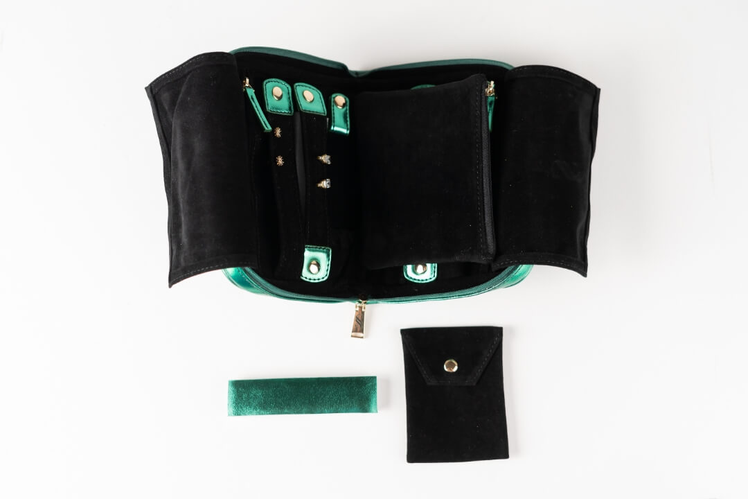 Handmade Leather Jewelry Organizer - Emerald Green - linebysj