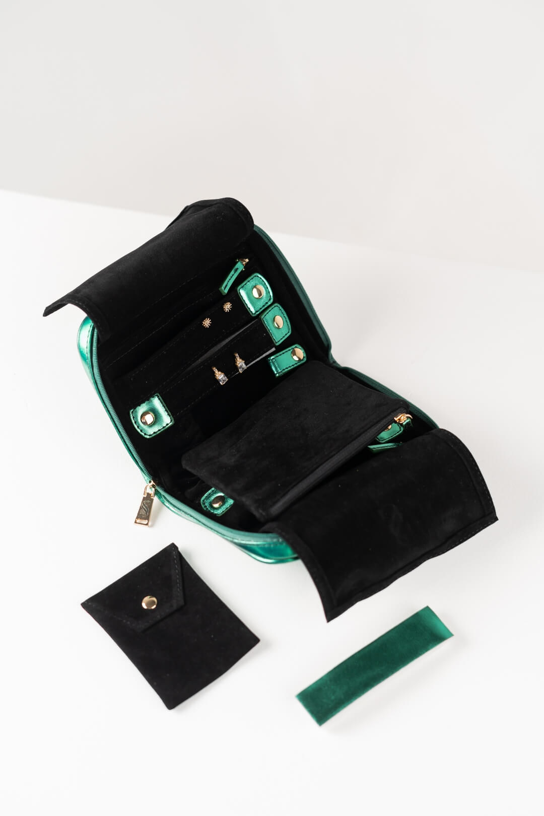 Handmade Leather Jewelry Organizer - Emerald Green - linebysj