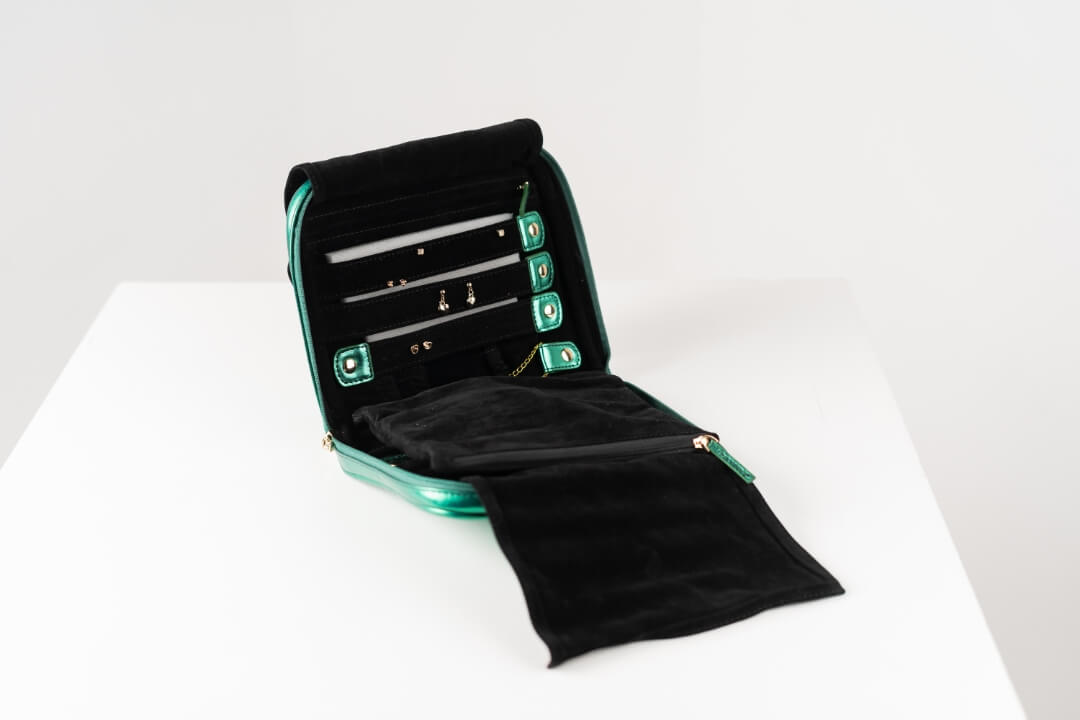 Handmade Leather Jewelry Organizer - Emerald Green - linebysj