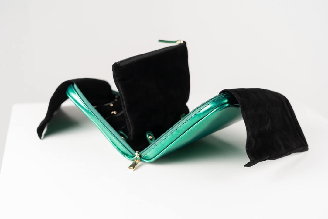Handmade Leather Jewelry Organizer - Emerald Green - linebysj
