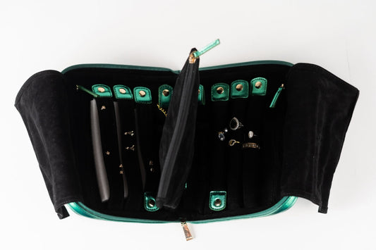 Handmade Leather Jewelry Organizer - Emerald Green - linebysj