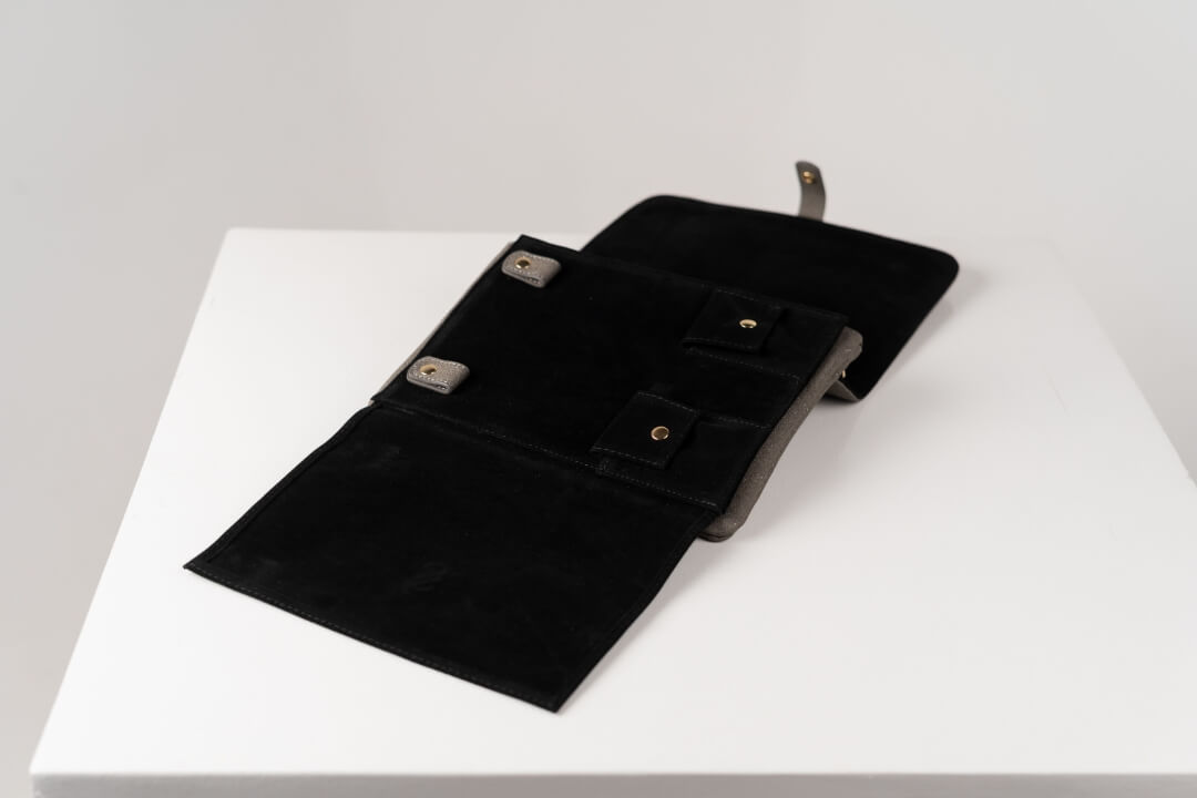 Handmade Leather Jewelry Organizer - Grey - linebysj
