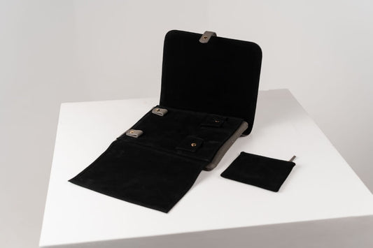 Handmade Leather Jewelry Organizer - Grey - linebysj