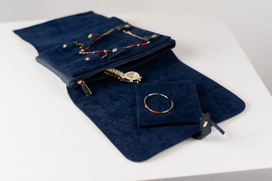 Handmade Leather Jewelry Organizer - Midnight Blue - linebysj