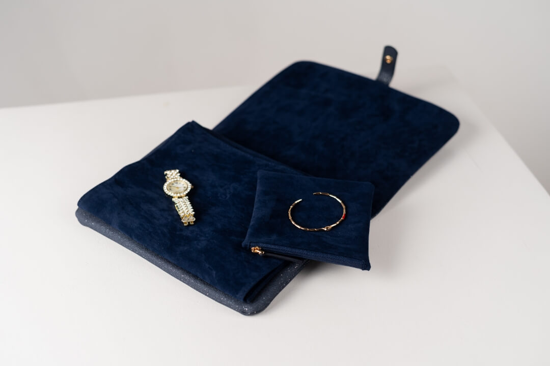 Handmade Leather Jewelry Organizer - Midnight Blue - linebysj