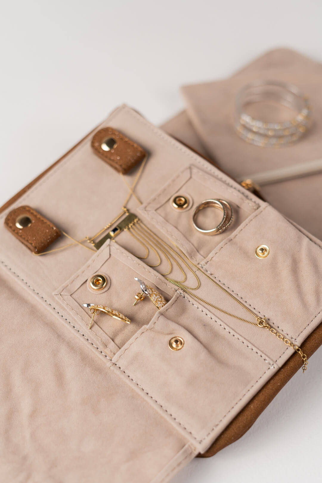 Handmade Leather Jewelry Organizer - Caramel Brown - linebysj