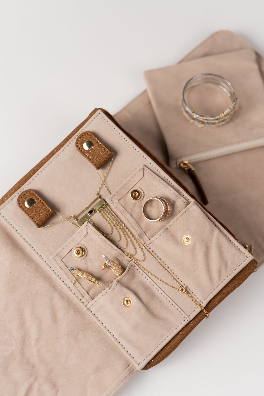Handmade Leather Jewelry Organizer - Caramel Brown - linebysj