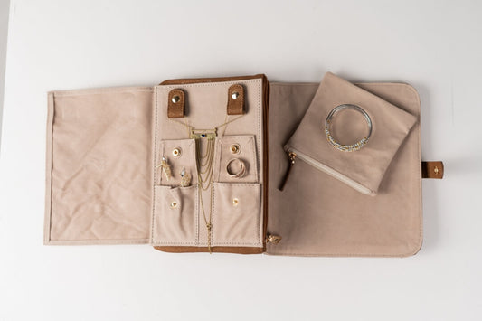 Handmade Leather Jewelry Organizer - Caramel Brown - linebysj