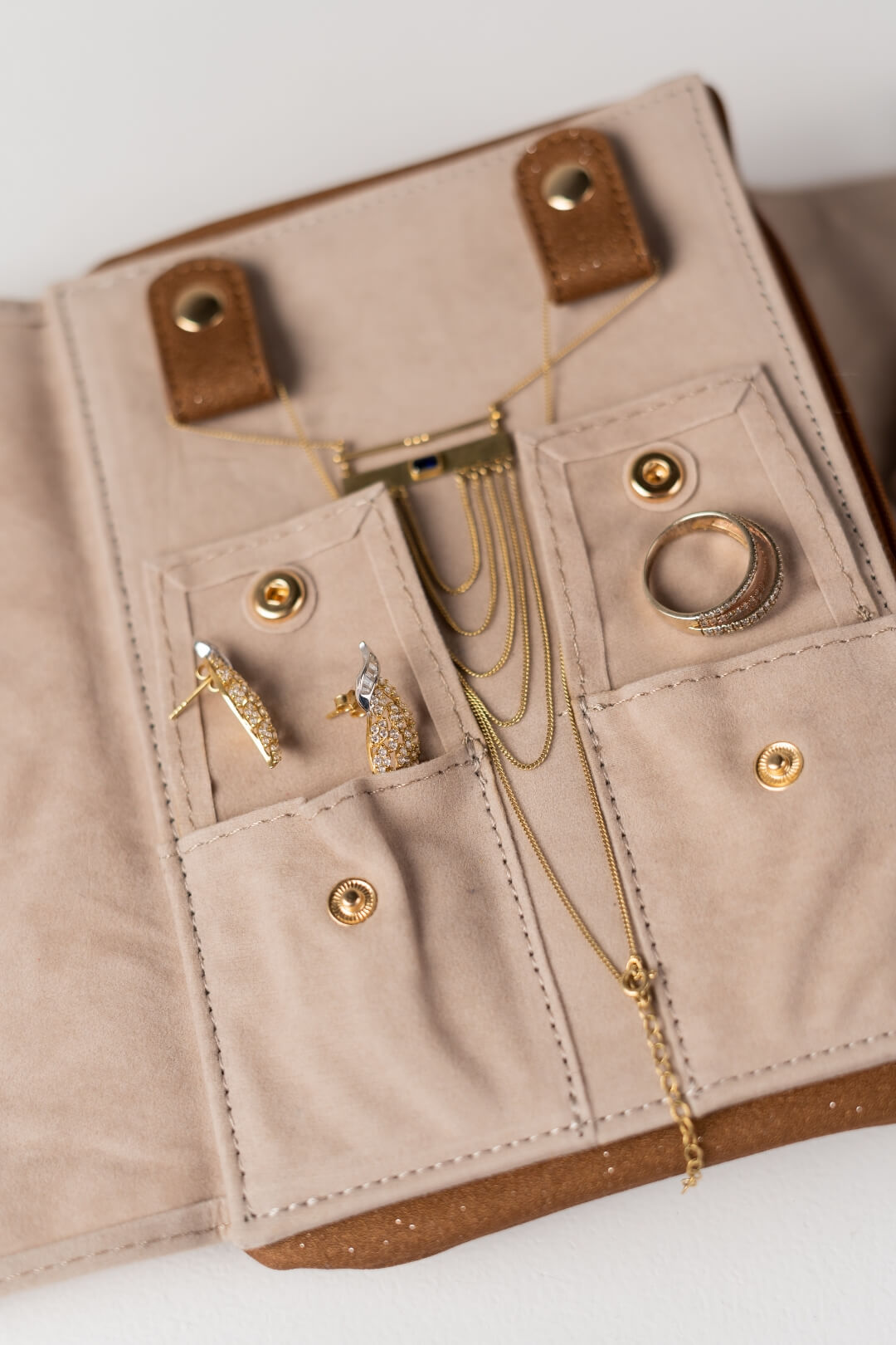 Handmade Leather Jewelry Organizer - Caramel Brown - linebysj