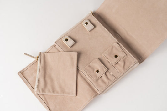 Handmade Leather Jewelry Organizer - Beige - linebysj