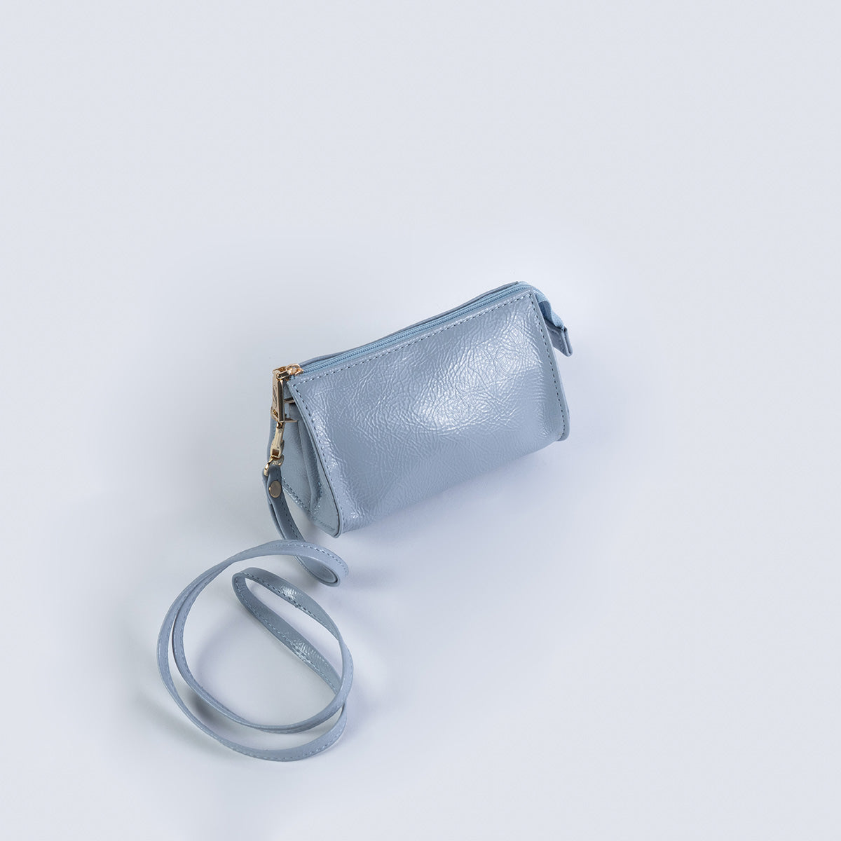 Handmade Leather Jewelry Organizer with Strap – Baby Blue - linebysj