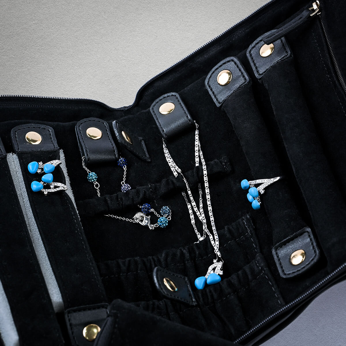 Handmade Leather Jewelry Organizer – Luxury Black - linebysj