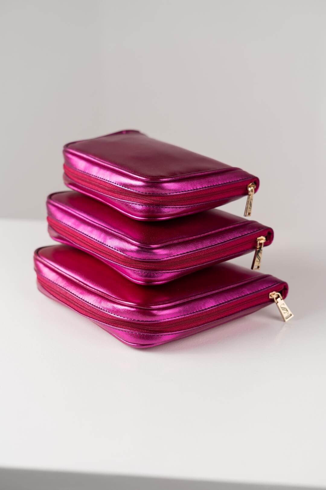 Handmade Leather Jewelry Organizer - Emerald Pink - linebysj