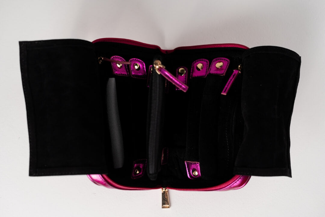 Handmade Leather Jewelry Organizer - Emerald Pink - linebysj