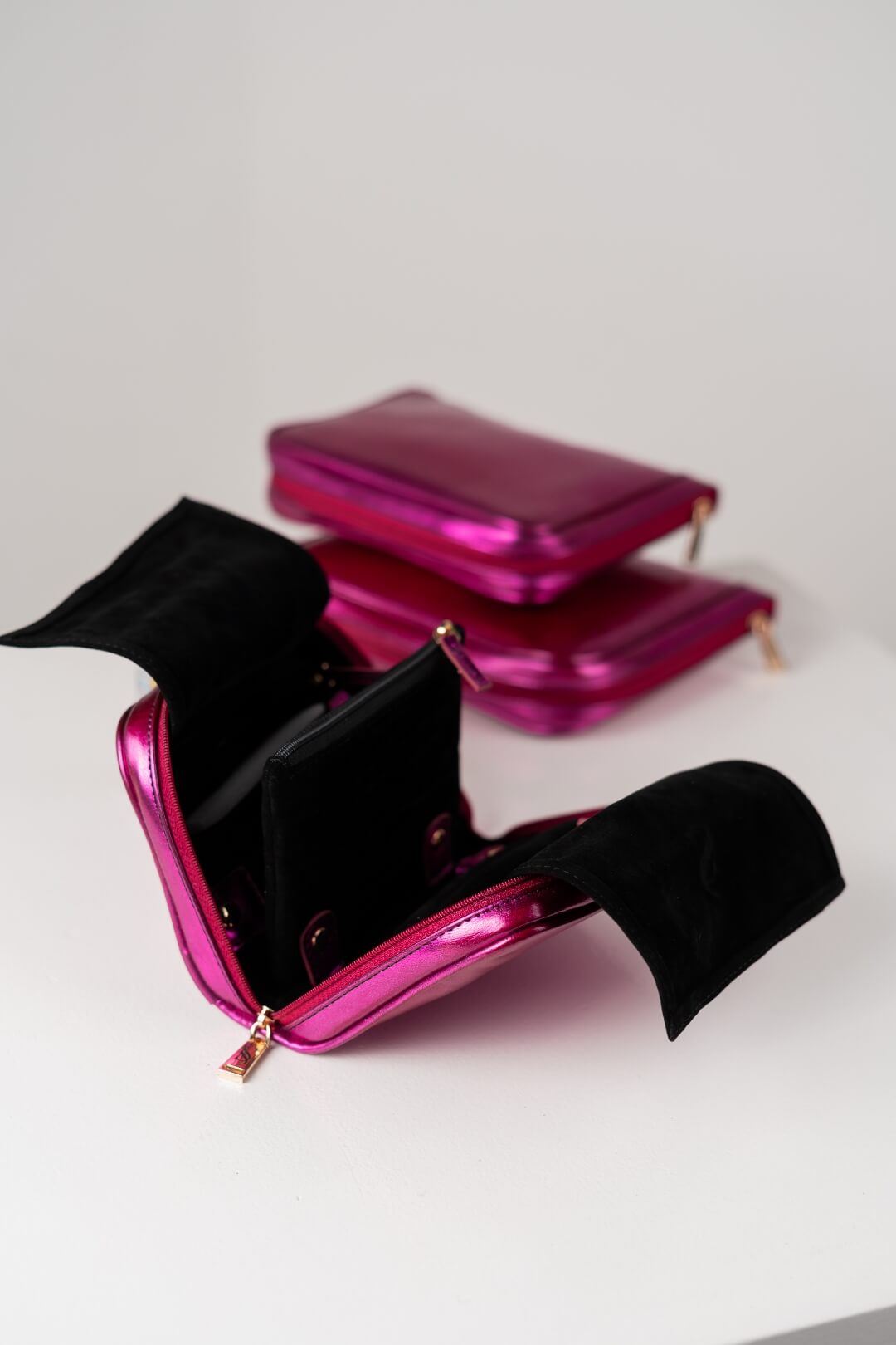 Handmade Leather Jewelry Organizer - Emerald Pink - linebysj