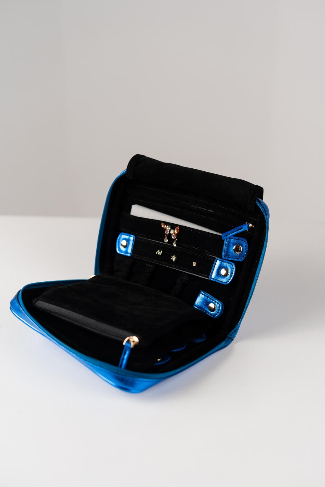 Handmade Leather Jewelry Organizer - Emerald Blue - linebysj