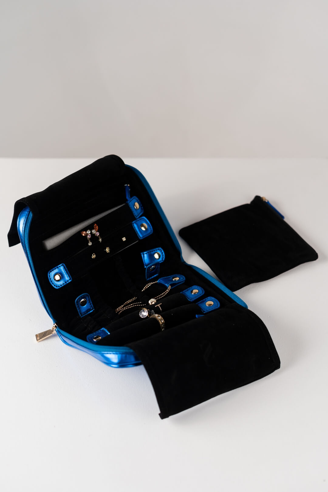 Handmade Leather Jewelry Organizer - Emerald Blue - linebysj