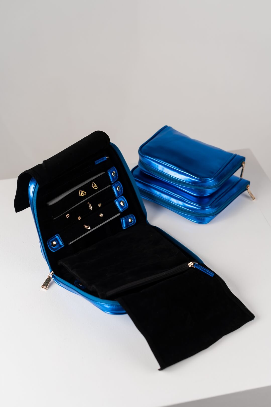 Handmade Leather Jewelry Organizer - Emerald Blue - linebysj