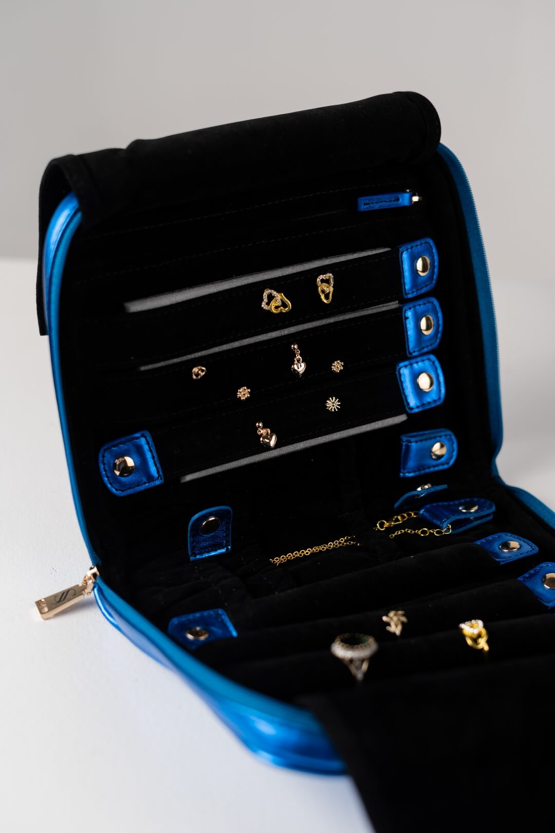 Handmade Leather Jewelry Organizer - Emerald Blue - linebysj