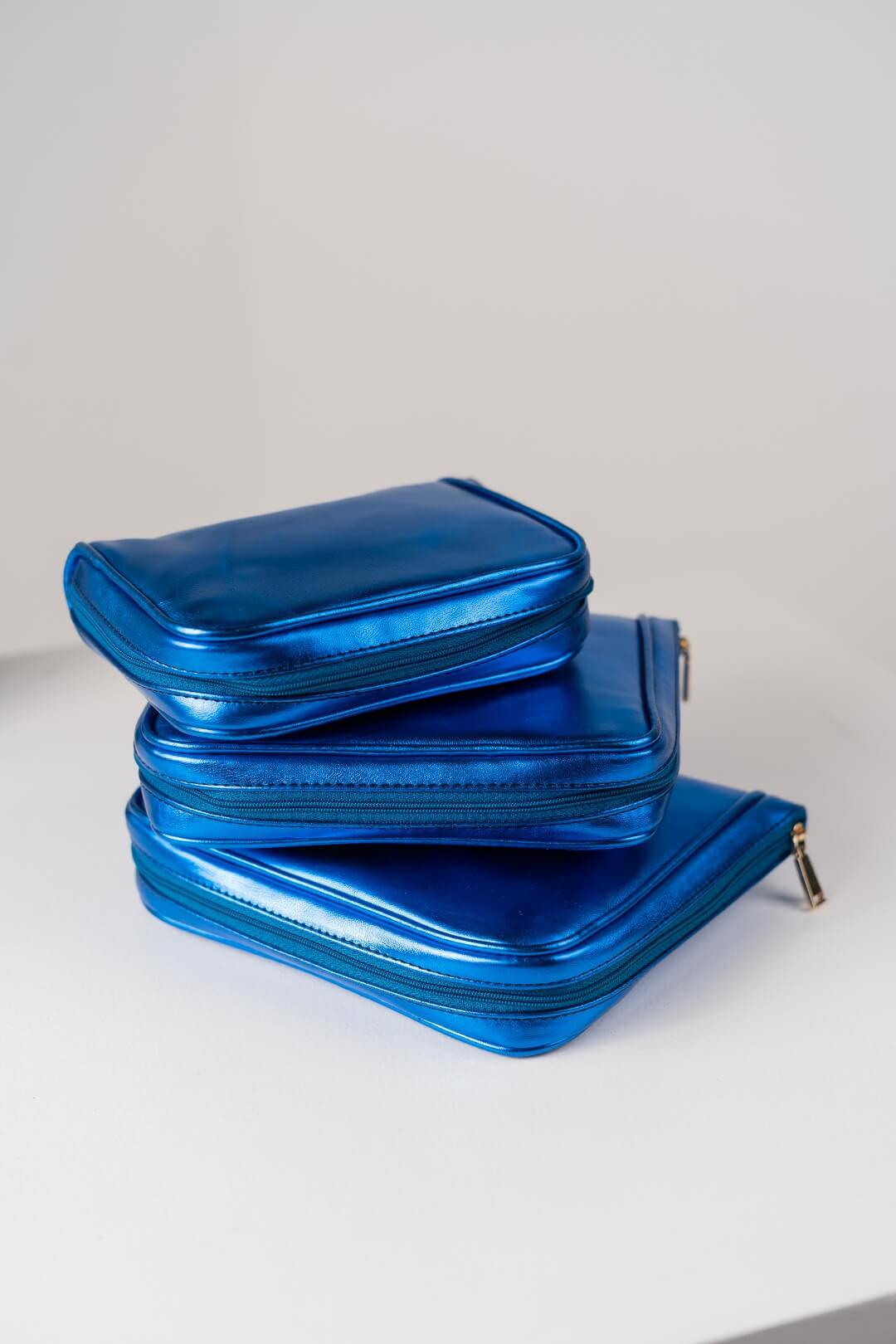 Handmade Leather Jewelry Organizer - Emerald Blue - linebysj