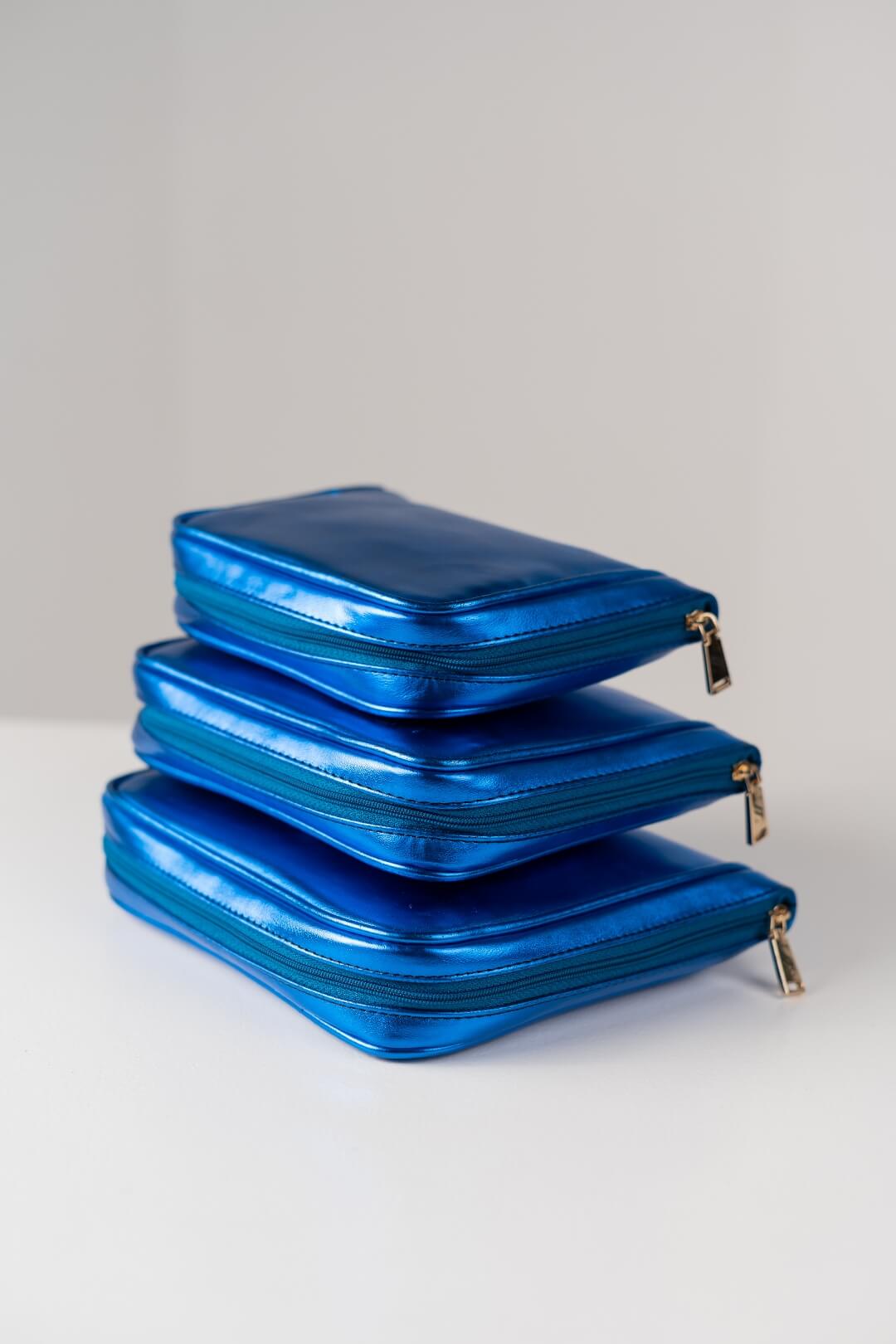 Handmade Leather Jewelry Organizer - Emerald Blue - linebysj