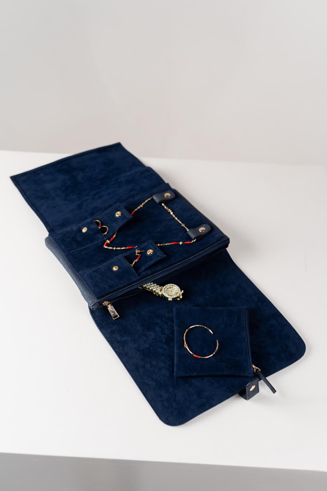 Handmade Leather Jewelry Organizer - Midnight Blue - linebysj