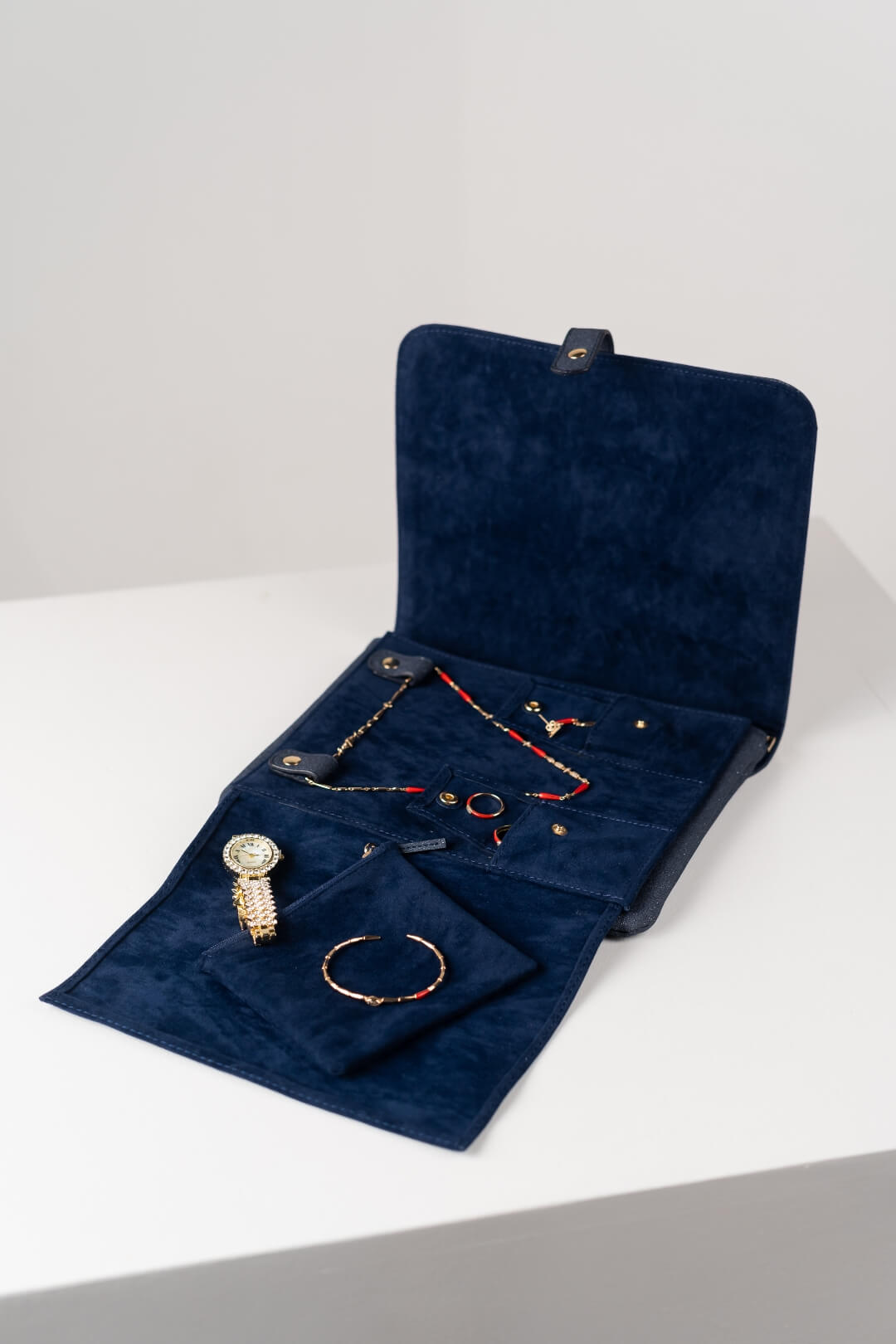 Handmade Leather Jewelry Organizer - Midnight Blue - linebysj