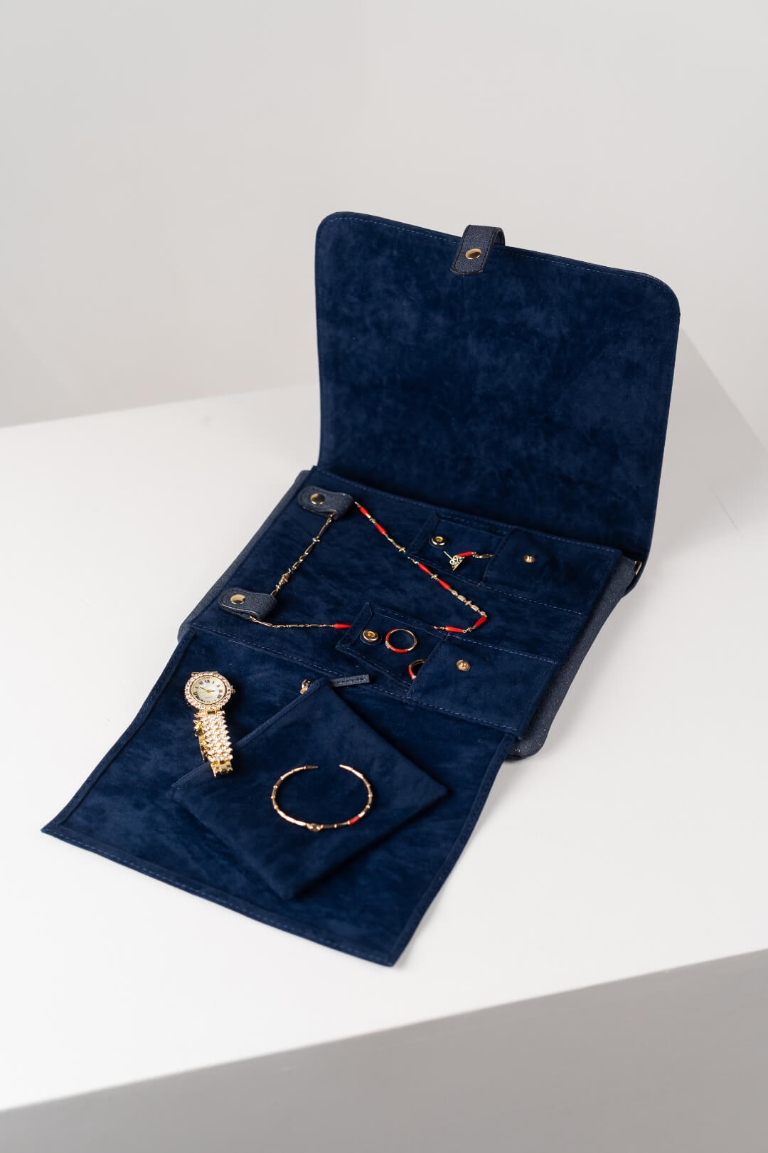 Handmade Leather Jewelry Organizer - Midnight Blue - linebysj